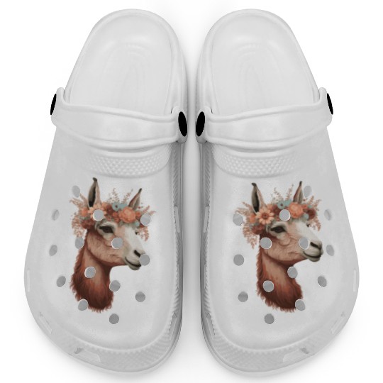 Flower Crown Llama Alpaca Floral Farm Animal Pet Clogs