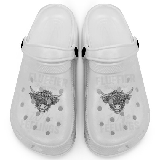 Fluffier Than Your Wife Feelings Highland Cow Clogs