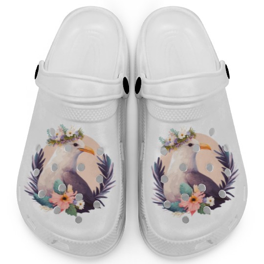Cute Seagull Bird Flower Crown Floral Birds Clogs