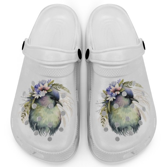 Cute Kiwi Bird Flower Crown Floral Exotic Birds Clogs