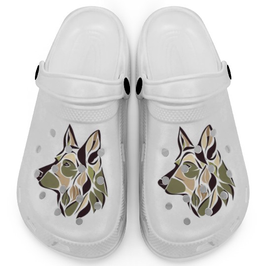 GERMAN SHEPHERD ART PUPPY DOG ANIMALS ART Clogs