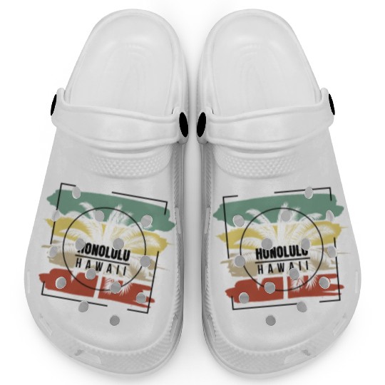 Honolulu Hawaii Palm Tree Retro Artistic Clogs