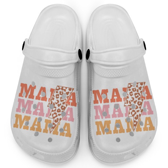 MAMA Tiger Print Typography Clogs
