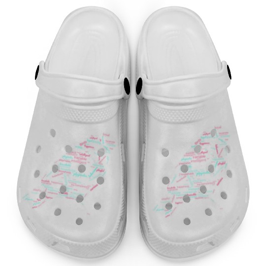 Bird Graphic Clogs with Words Pattern design.
