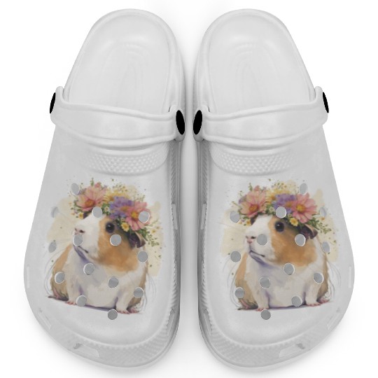 Watercolor Guinea Pig Flower Crown Floral Boho Aes Clogs