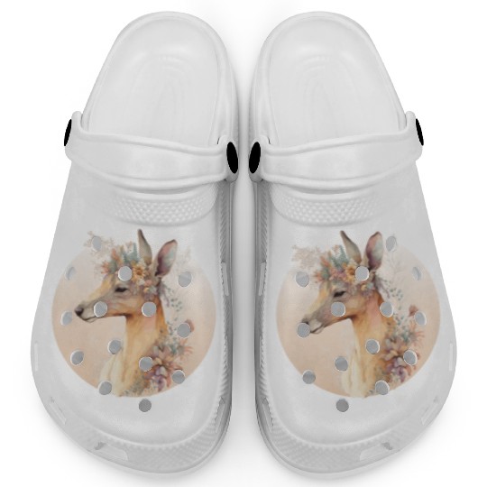 Australian Kangaroo Flower Crown Watercolor Animal Clogs