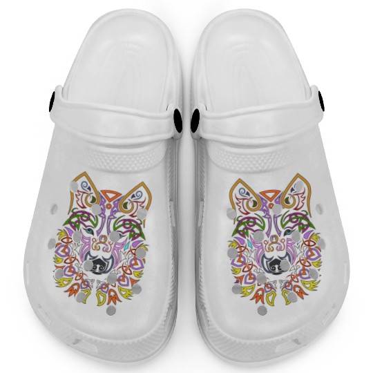 Celtic Wolf Design Clogs