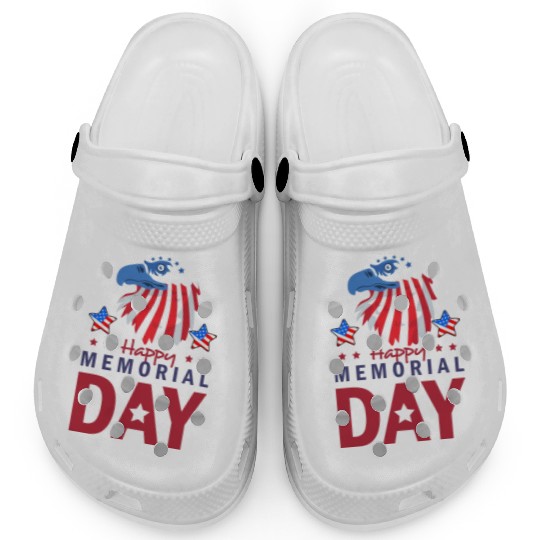 Happy Memorial Day Veterans Brave US Eagle Stars Clogs