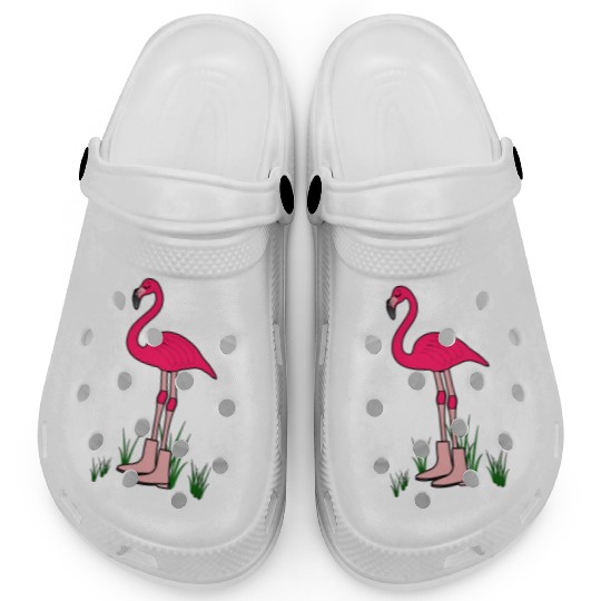 Flamingo with boots art animal print bird pink Clogs