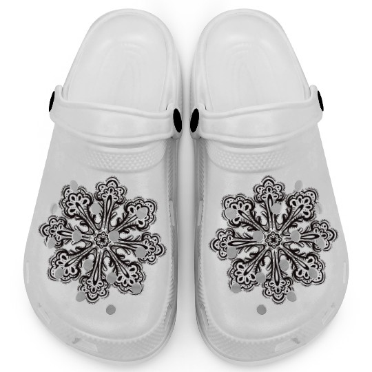 Decorative Snowflake Abstract Winter Ink Art Clogs