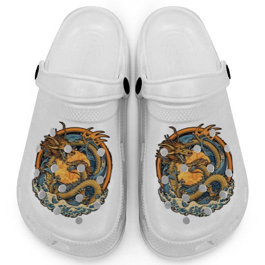 Vintage Japanese Dragon Sun Tattoo Design 1 Clogs
