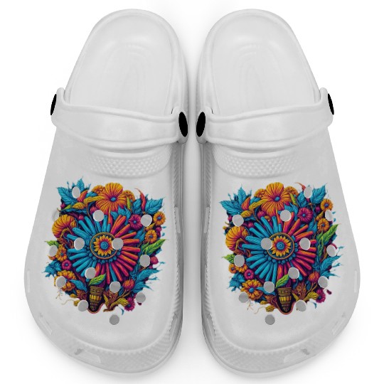 colorful floral bouquet graphic design Clogs