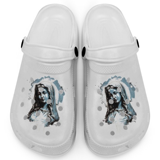 Vintage Virgin Mary - Distressed Design Clogs