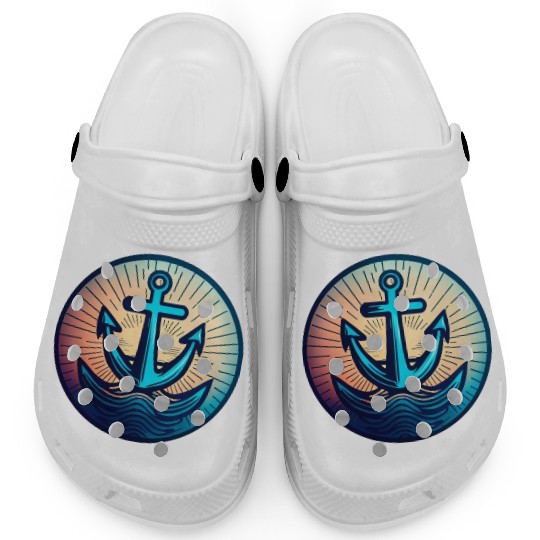 Sailing Motor Boat Anchor Around Sunset Clogs