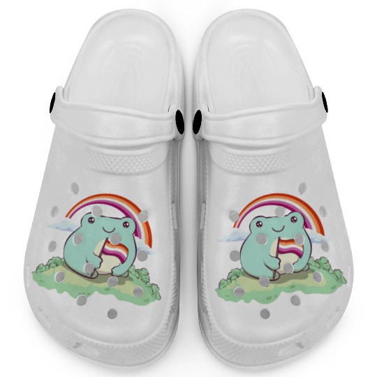Lesbian Pride Flag Cute Frog Subtle LGBTQ Clogs