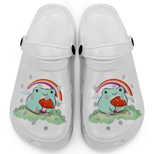 Lesbian Pride Flag Cute Frog Mushroom Subtle LGBTQ Clogs