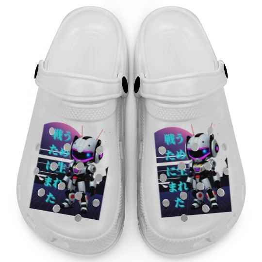 Chibi Mecha: A Cute Cyberpunk Design 3 Clogs