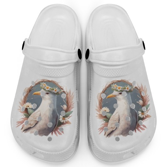 Seagull Bird Flower Crown Floral Seabirds Clogs