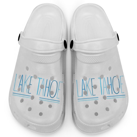 Lake Tahoe Winter Snowflake Blue Lettering Clogs