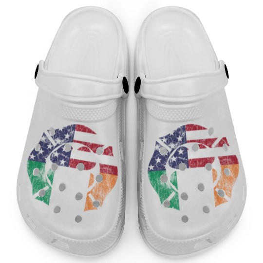 St Patricks Day Firefighter Irish American Flag Clogs
