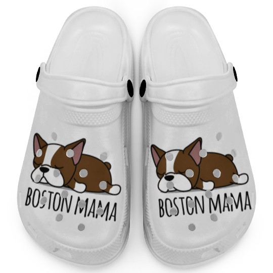 Red Boston Terrier Boston Mama Clogs