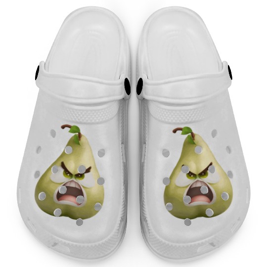 A pear with angry face cartoon style Clogs