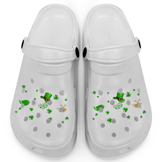 Three Wine Glasses Clover Shamrock St Patrick Day Clogs