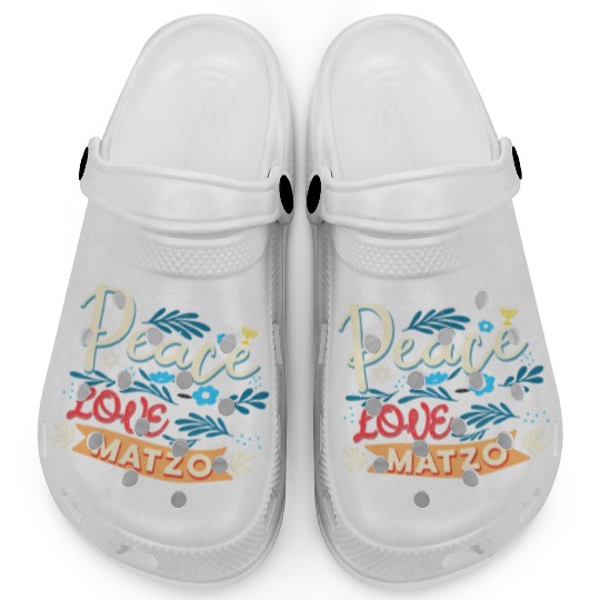 Passover Peace Love Matzo Funny Seder Jewish Holid Clogs