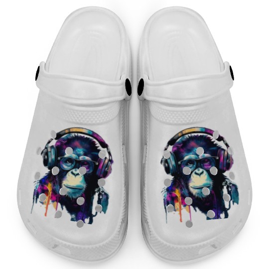 Banksy DJ Monkey with Headphones Clogs