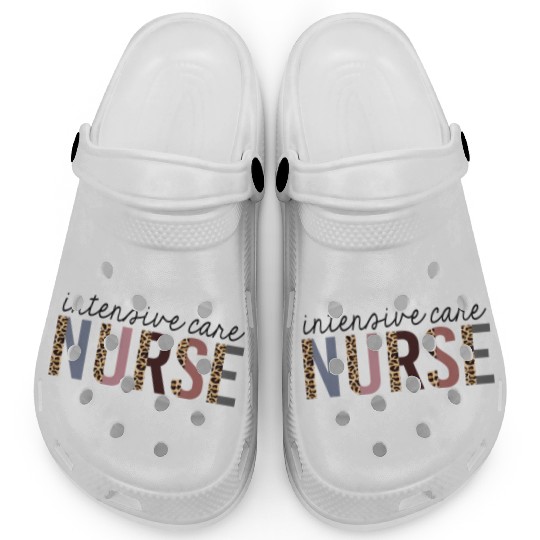 Intensive Care Nurse Leopard Print Icu Nursing Sch Clogs
