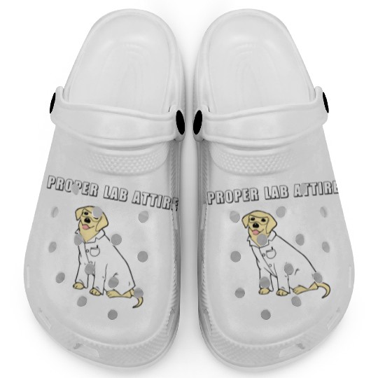 Proper Lab Attire Laboratory Dog Pun Science Clogs