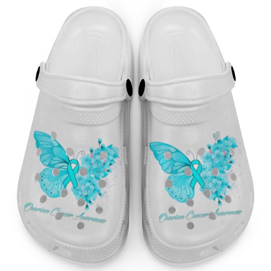 Ovarian Cancer Awareness Ribbon Teal Ovarian Cance Clogs