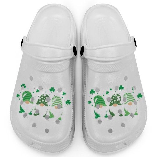 Gnomes Holding Shamrock Leopard Plaid St Patrick'S Clogs