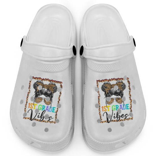 Leopard Messy Bun Bleached Girls 1st Grade Back To Clogs