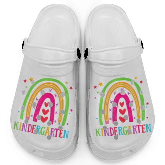 Kindergarten Rainbow Teacher Student Back To Schoo Clogs
