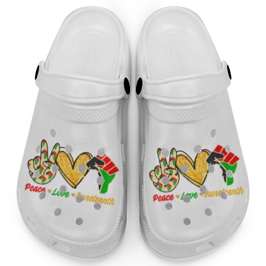 Peace Love Junenth Black Pride Freedom Independenc Clogs