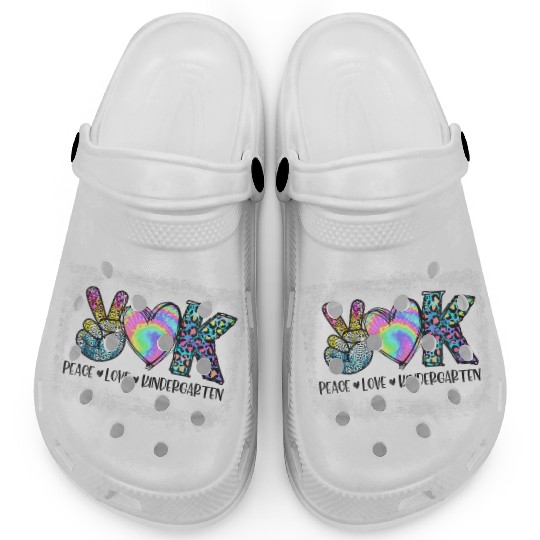 Peace Love Kindergarten Teacher Appreciation Retro Clogs