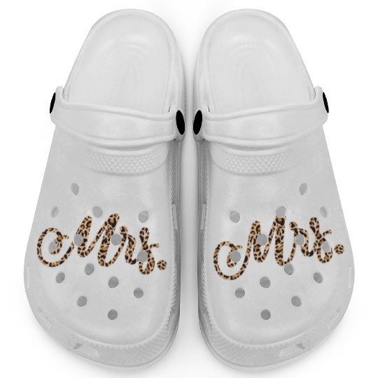 Bride Groom Mrs Leopard Print Wedding Clogs