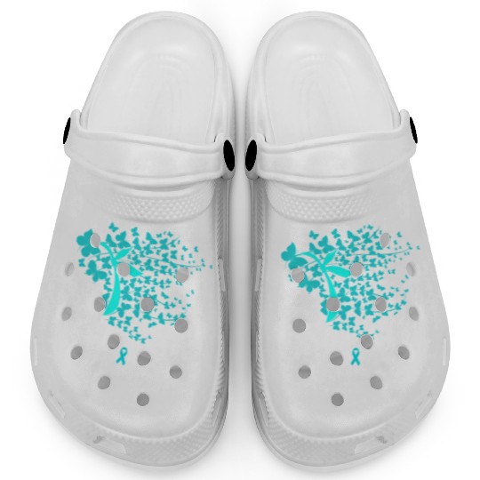 Ovarian Cancer Awareness Teal Butterflies Clogs