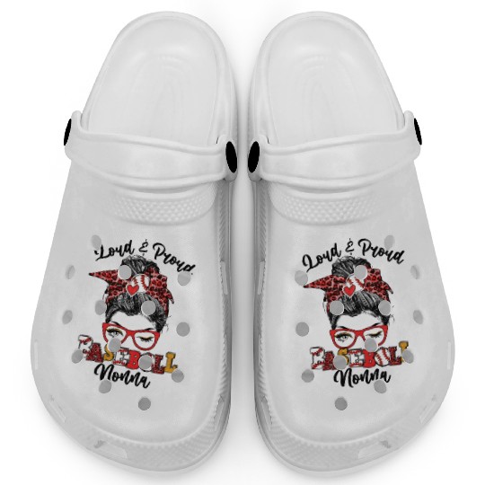 Loud And Proud Baseball Nonna Messy Bun Bleached Clogs
