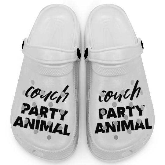 Couch Party Animal Quote Clogs