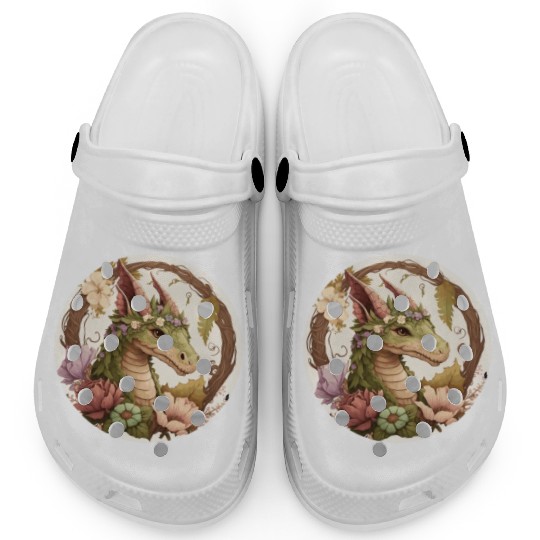 Cottagecore Dragon Cute Fantasy Anime Animal Flowe Clogs