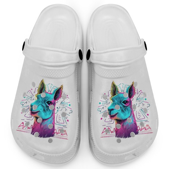 Colorful neon Llama Clogs