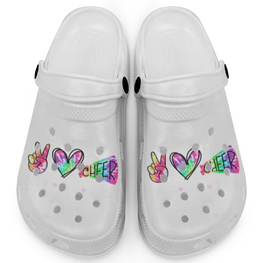 Peace Love Cheer Tie Dye Cheerleading Cute for Che Clogs