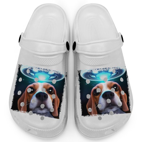 UFO selfie with beagle Clogs