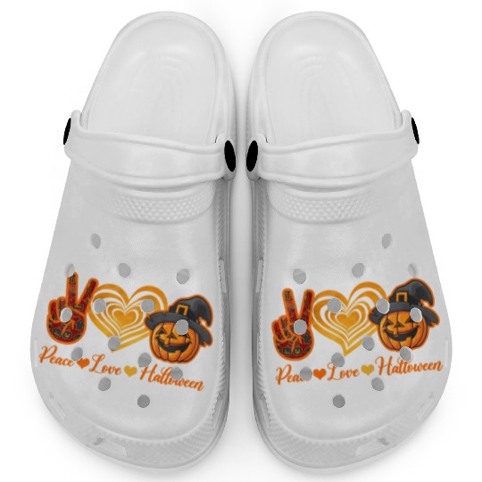 Peace Love Halloween Celebrate Halloween Day Clogs