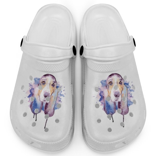 Basset Hound Watercolor Dog Lover Basset Hound Clogs