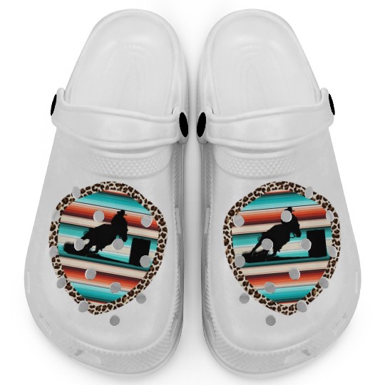 Horse Barrel Racing Serape Leopard Pattern Rodeo Clogs