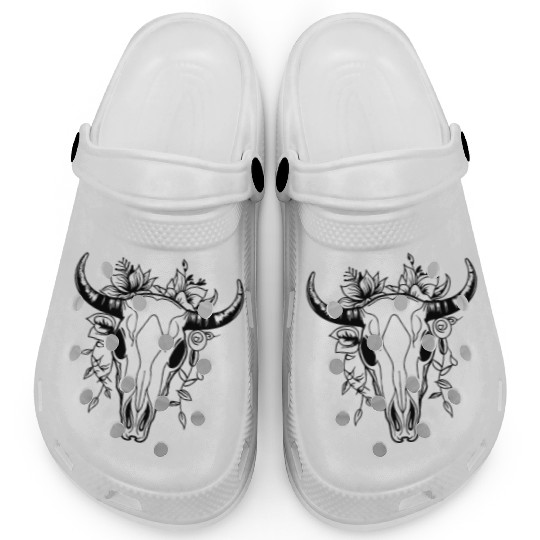 Cow Skull Boho Clogs