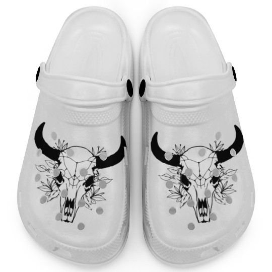 Cow Skull Boho Clogs